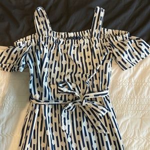 Cold Shoulder Tie Waist Dress with Pockets